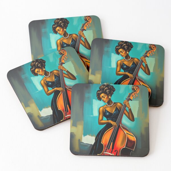 Item preview, Black Woman Jazz Musician Double Bass Player  designed and sold by crafteddreamsshop.