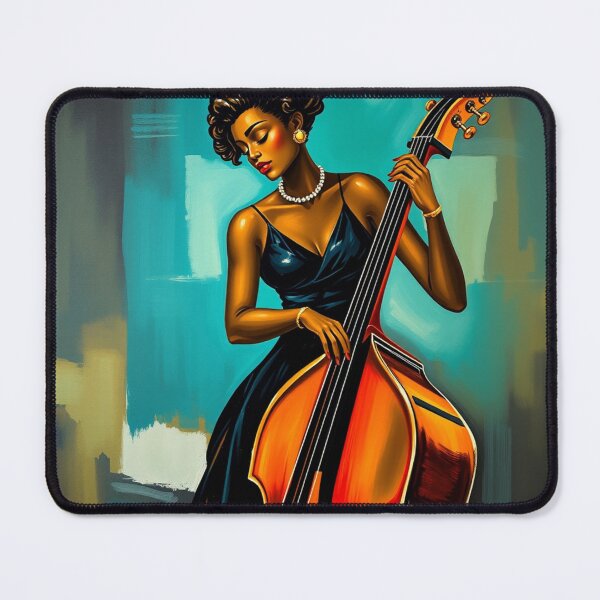 Item preview, Black Woman Jazz Musician Double Bass Player designed and sold by crafteddreamsshop.