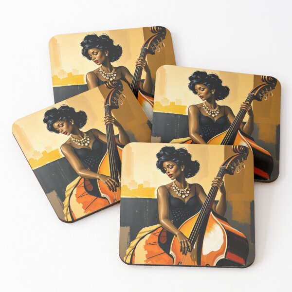 Item preview, Black Woman Jazz Musician Double Bass Player  designed and sold by crafteddreamsshop.