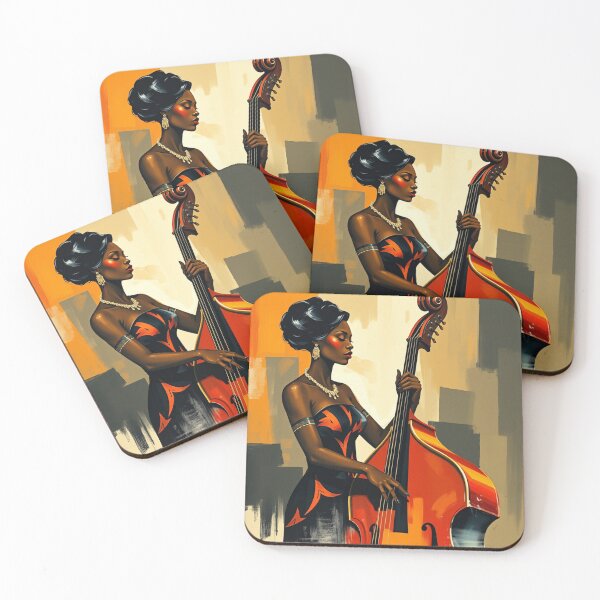 Item preview, Black Woman Jazz Musician Double Bass Player  designed and sold by crafteddreamsshop.
