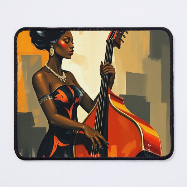 Item preview, Black Woman Jazz Musician Double Bass Player designed and sold by crafteddreamsshop.