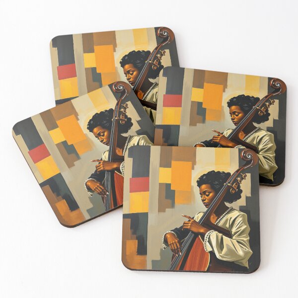 Item preview, Black Woman Jazz Musician Double Bass Player  designed and sold by crafteddreamsshop.