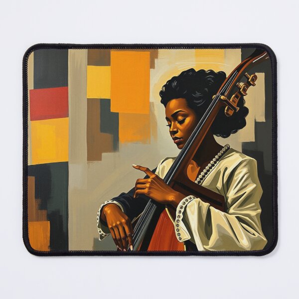 Item preview, Black Woman Jazz Musician Double Bass Player designed and sold by crafteddreamsshop.