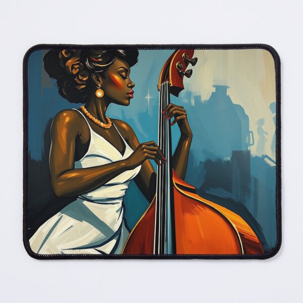 Item preview, Black Woman Jazz Musician Double Bass Player designed and sold by crafteddreamsshop.
