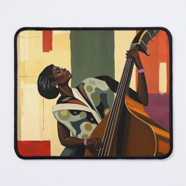 Item preview, Black Woman Jazz Musician Double Bass Player designed and sold by crafteddreamsshop.
