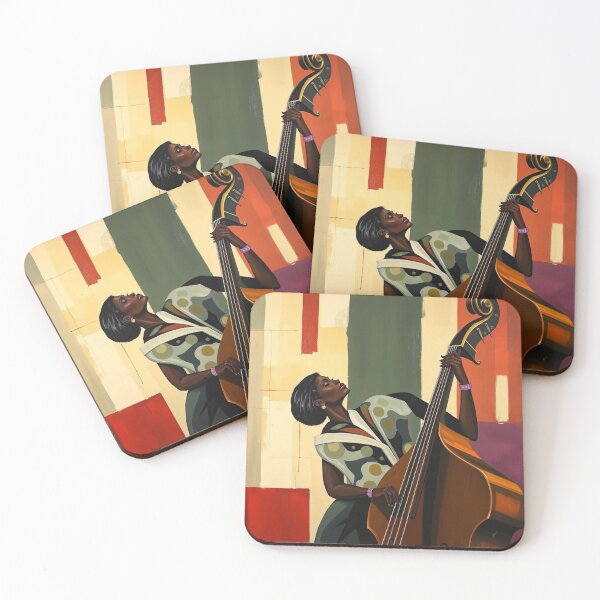Item preview, Black Woman Jazz Musician Double Bass Player  designed and sold by crafteddreamsshop.