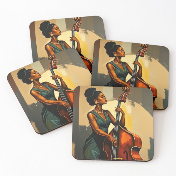 Item preview, Black Woman Jazz Musician Double Bass Player  designed and sold by crafteddreamsshop.