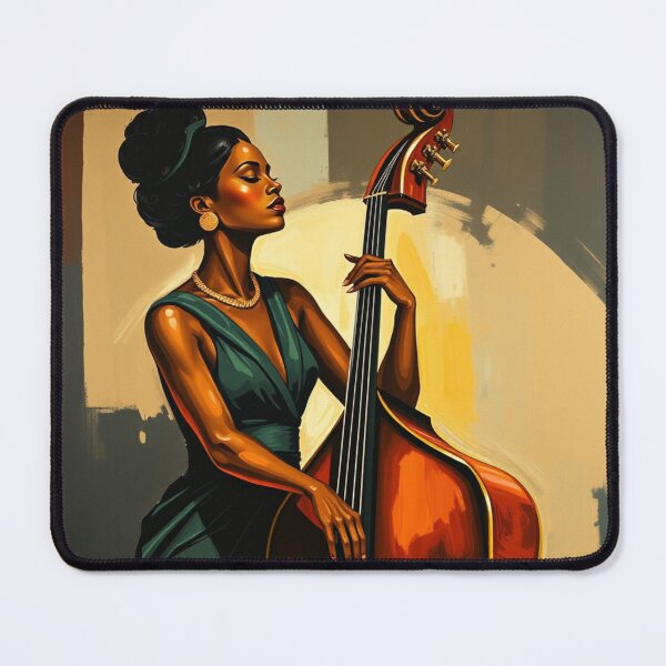 Item preview, Black Woman Jazz Musician Double Bass Player designed and sold by crafteddreamsshop.