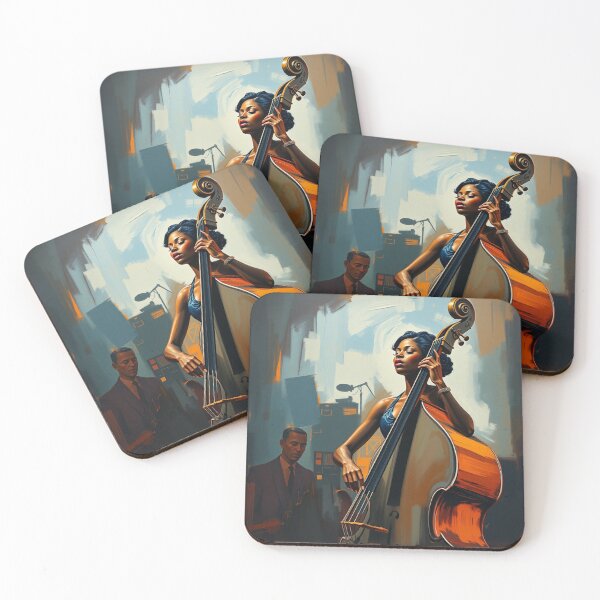 Item preview, Black Woman Jazz Musician Double Bass Player  designed and sold by crafteddreamsshop.