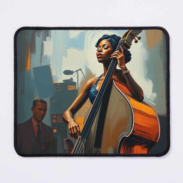 Item preview, Black Woman Jazz Musician Double Bass Player designed and sold by crafteddreamsshop.