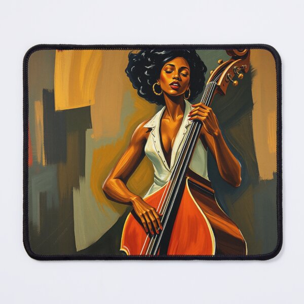 Item preview, Black Woman Jazz Musician Double Bass Player designed and sold by crafteddreamsshop.