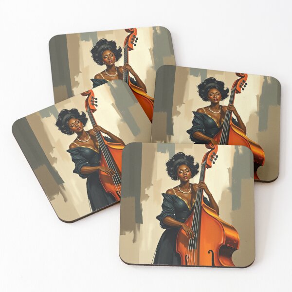 Item preview, Black Woman Jazz Musician Double Bass Player  designed and sold by crafteddreamsshop.