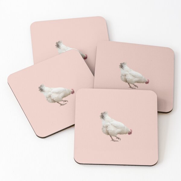 Item preview, Farmhouse Chicken Wall Art – White Polygon Bird Print on Pink Background for Country Kitchen, Rustic Home Decor or Accessories designed and sold by 9th Cycle Studios.