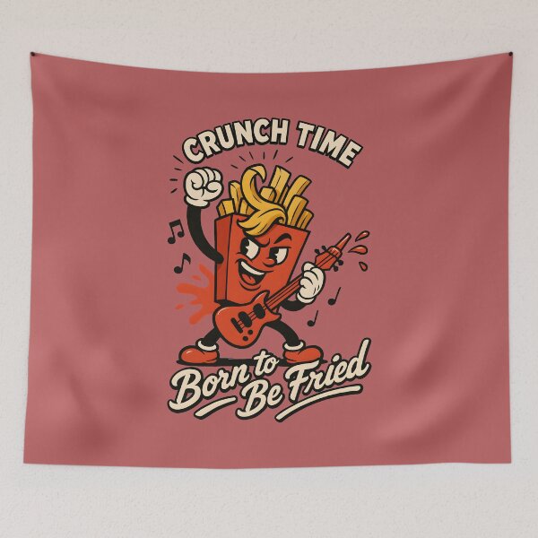 Item preview, Crunch Time – Rocking French Fries Cartoon Retro designed and sold by HoopeStylee.