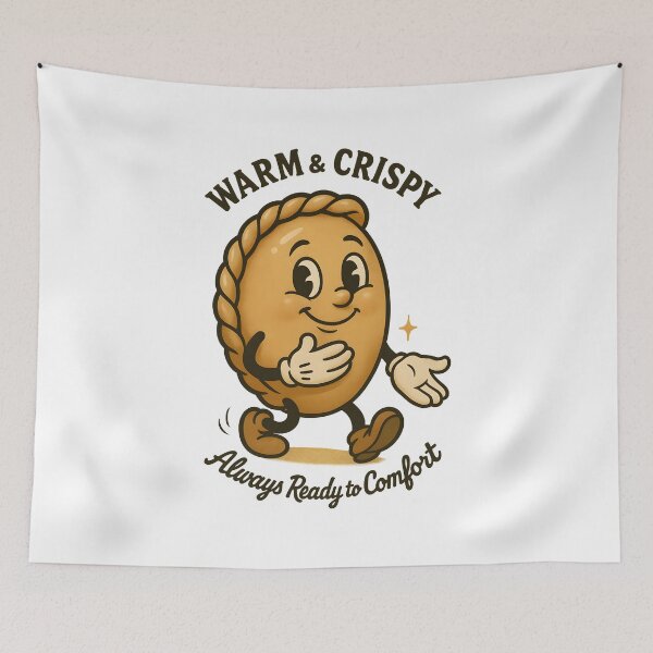 Item preview, Warm & Crispy Empanada – Cozy Vintage Cartoon Comfort Food designed and sold by HoopeStylee.