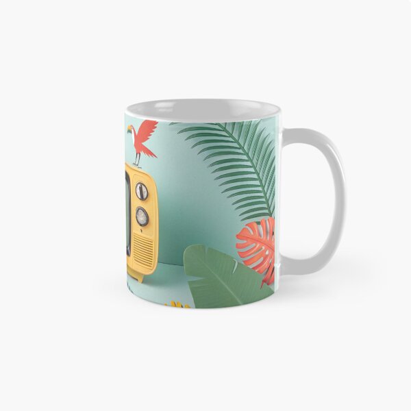 Item preview, Retro Yellow Television Set with Tropical Elements  designed and sold by elkuni.