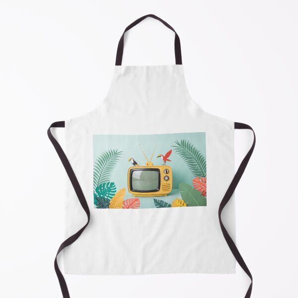 Item preview, Retro Yellow Television Set with Tropical Elements  designed and sold by elkuni.