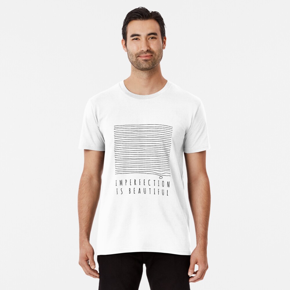 "Imperfection is Beautiful White TShirt with Black Stripes for