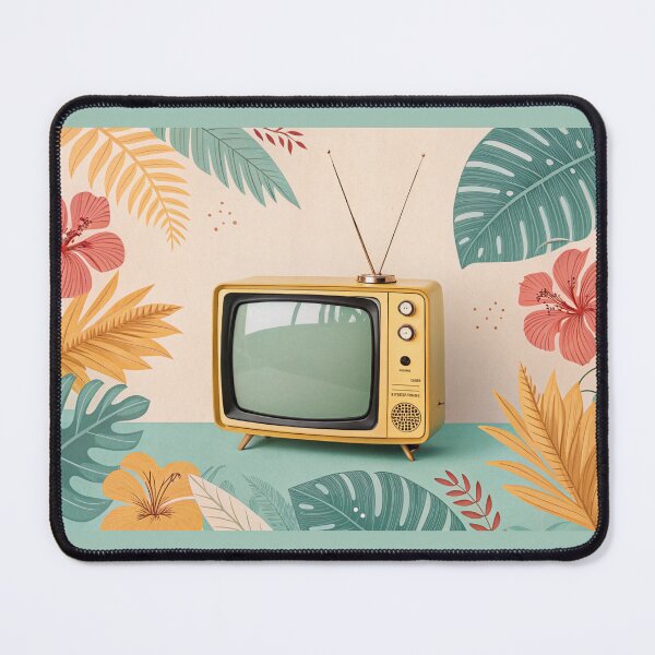 Item preview, Retro Yellow Television Set with Tropical Elements  designed and sold by elkuni.
