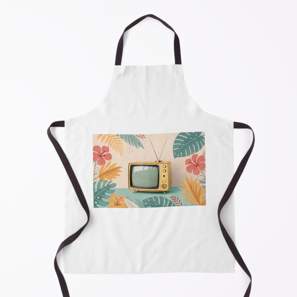 Item preview, Retro Yellow Television Set with Tropical Elements  designed and sold by elkuni.