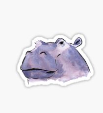 Watercolour Hippo Sticker