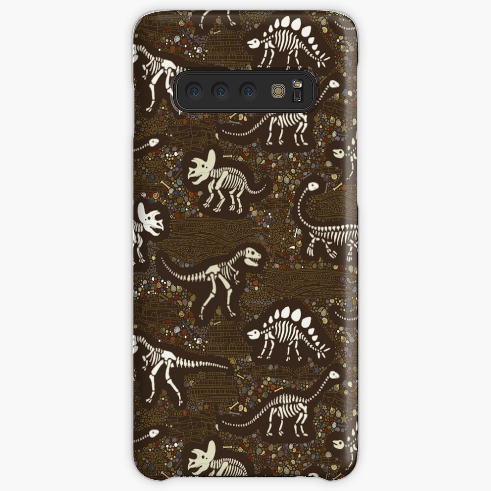 Dinosaur Fossils - cream on brown - Fun graphic pattern by Cecca Designs Case & Skin for Samsung Galaxy
