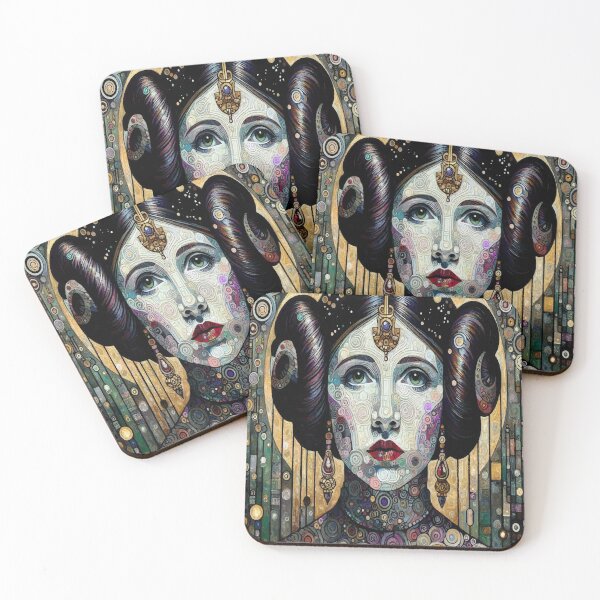 Item preview, Leia Golden Feminine Portrait – Modern Klimt-Inspired Decorative Art, Ornamental Woman Illustration designed and sold by  Ojo de Lilith.