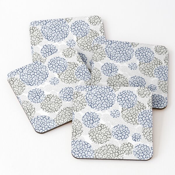 Item preview, Circles with grey and blue leopard skin print on a light background  designed and sold by fuzzyfox.