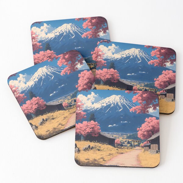 Item preview, Japanese Landscape Cherry Blossom Pathway Guiding Majestic Fuji Summit Spring Awakening designed and sold by mildaclairmo.