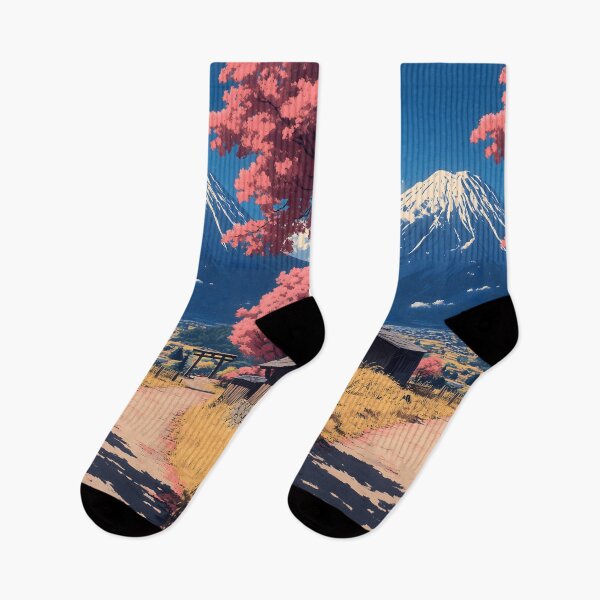 Item preview, Japanese Landscape Cherry Blossom Pathway Guiding Majestic Fuji Summit Spring Awakening designed and sold by mildaclairmo.