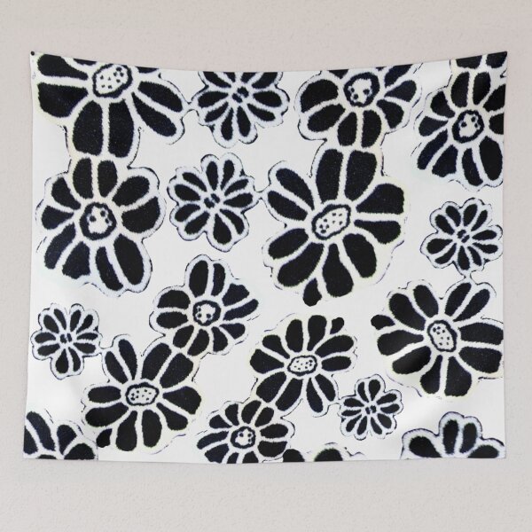 Item preview, Black Flowers 1960s inspired Digital Design ldandrade designed and sold by Licorice Moon.