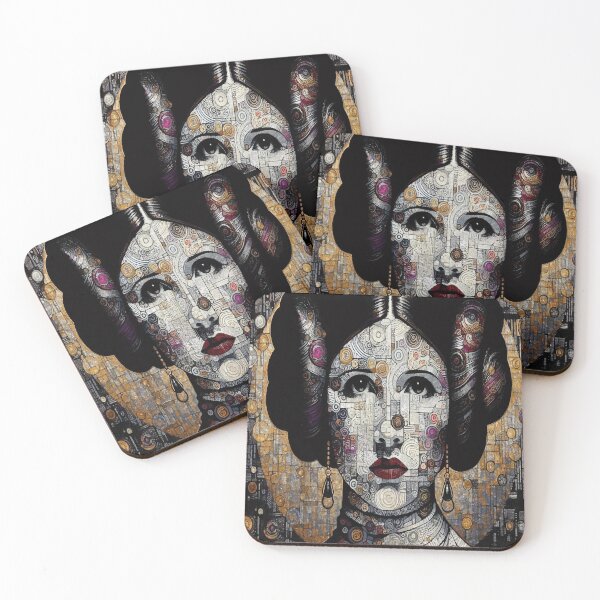 Item preview, Leia Golden Feminine Portrait – Modern Klimt-Inspired Decorative Art, Ornamental Woman Illustration designed and sold by  Ojo de Lilith.