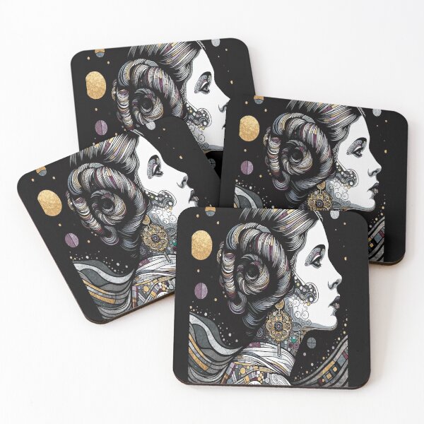 Item preview, Leia Golden Feminine Portrait – Modern Klimt-Inspired Decorative Art, Ornamental Woman Illustration designed and sold by  Ojo de Lilith.