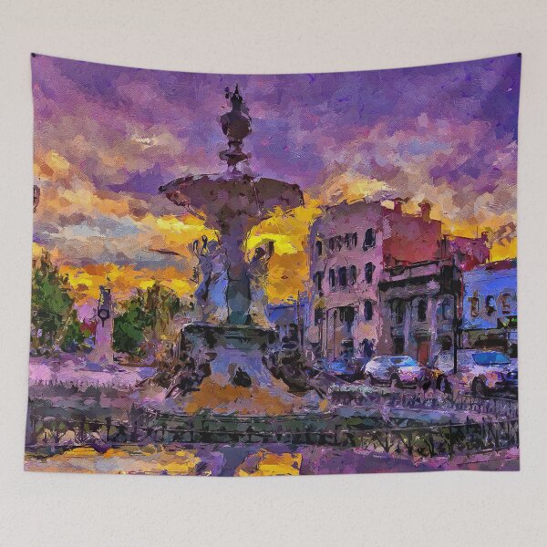Item preview, Impressionist Painting of Sunset at View Point and the Alexandra Fountain - Bendigo, Victoria, Australia designed and sold by Steven Jodoin.
