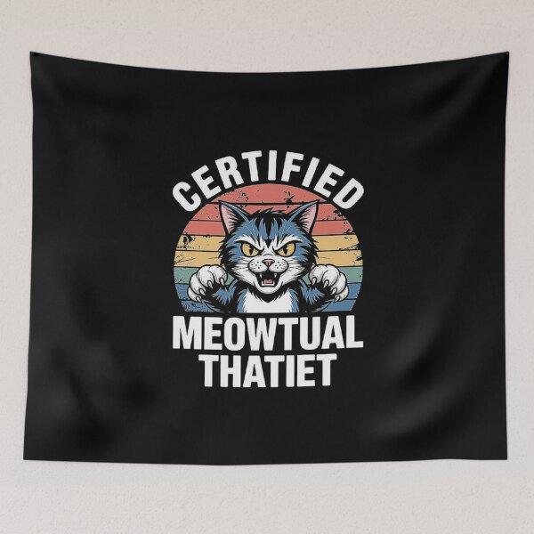Item preview, Certified Meowtual Thatiet - Angry Cat Meme Design with Retro Sunset designed and sold by love3617.