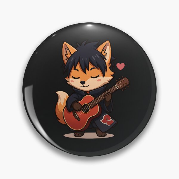 Item preview, Chibi Fox Guitarist in Ninja Cape Playing Love Song – Kawaii Animal Music Art designed and sold by ColorSplash123.