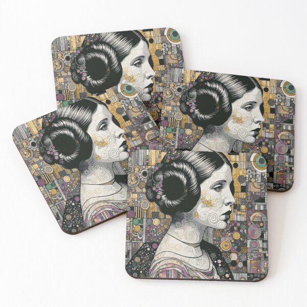 Item preview, Leia Golden Feminine Portrait – Modern Klimt-Inspired Decorative Art, Ornamental Woman Illustration designed and sold by  Ojo de Lilith.