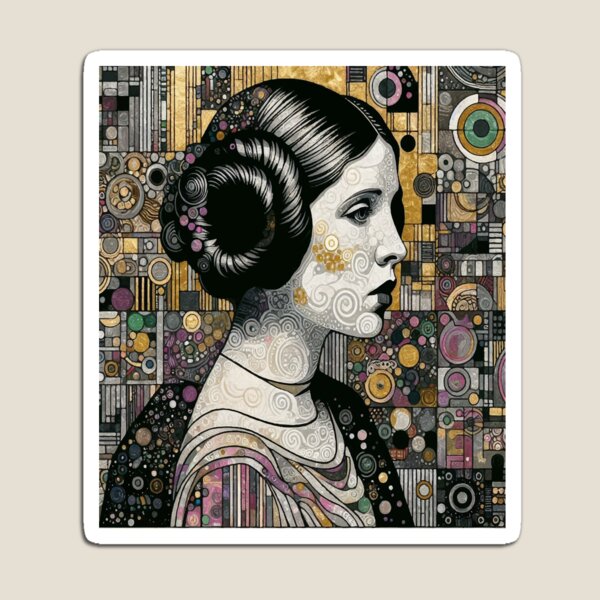 Item preview, Leia Golden Feminine Portrait – Modern Klimt-Inspired Decorative Art, Ornamental Woman Illustration designed and sold by El Ojo de Lilith.