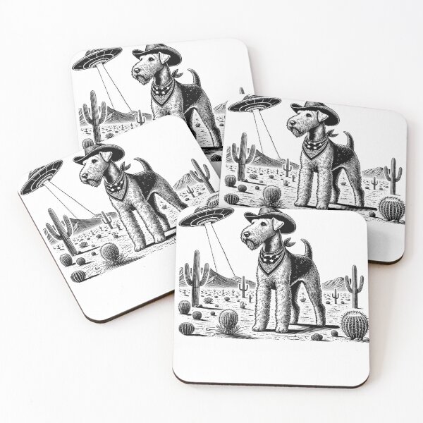 Item preview, Vintage Retro Airedale Terrier UFO Western Country Wild West Dog Mom Dad designed and sold by Kimberley King Art  King Art.