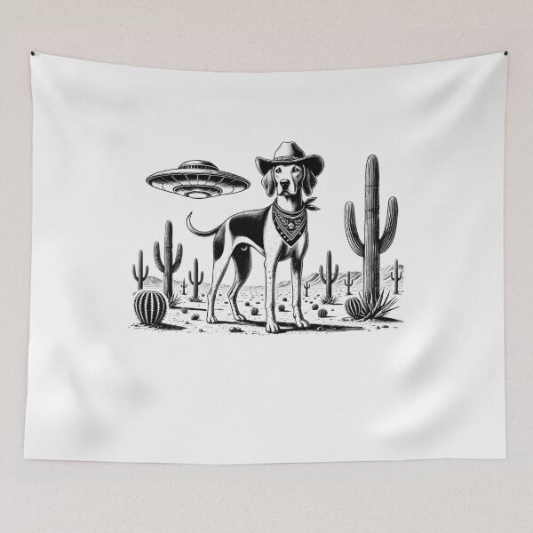 Item preview, Vintage Retro American Foxhound UFO Western Country Wild West Dog Mom Dad designed and sold by Kimberley King Art  King Art.