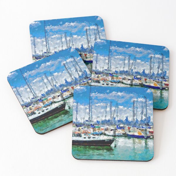 Item preview, Impressionist Painting of Hobsons Bay Yacht Club and a View to Melbourne - Williamstown, Victoria, Australia designed and sold by Steven Jodoin.