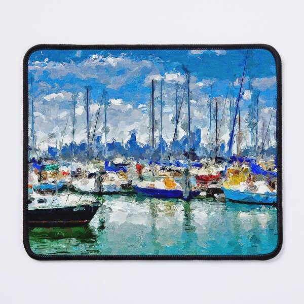 Item preview, Impressionist Painting of Hobsons Bay Yacht Club and a View to Melbourne - Williamstown, Victoria, Australia designed and sold by Steven Jodoin.