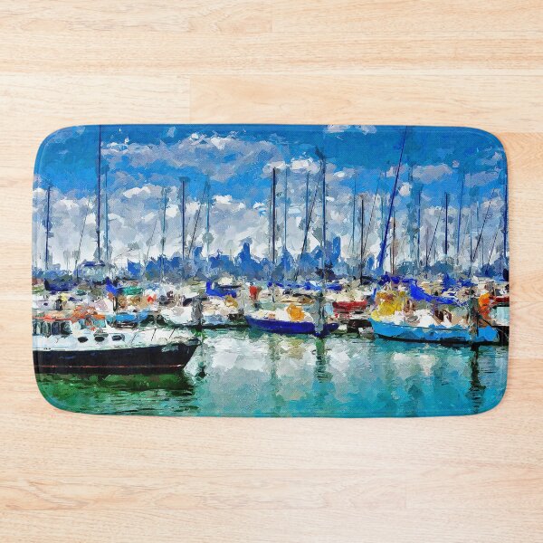 Item preview, Impressionist Painting of Hobsons Bay Yacht Club and a View to Melbourne - Williamstown, Victoria, Australia designed and sold by Steven Jodoin.