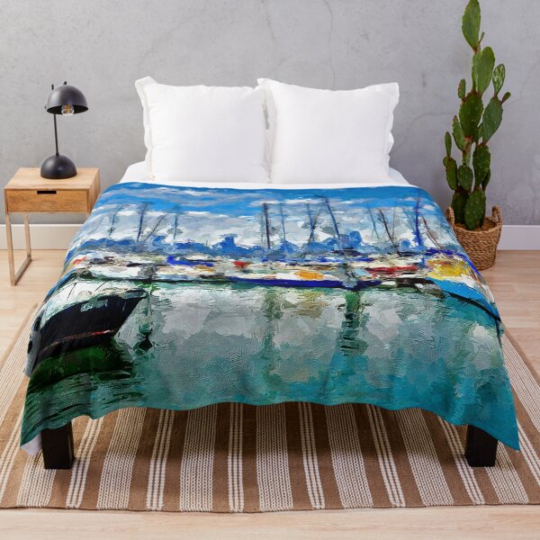 Item preview, Impressionist Painting of Hobsons Bay Yacht Club and a View to Melbourne - Williamstown, Victoria, Australia designed and sold by Steven Jodoin.