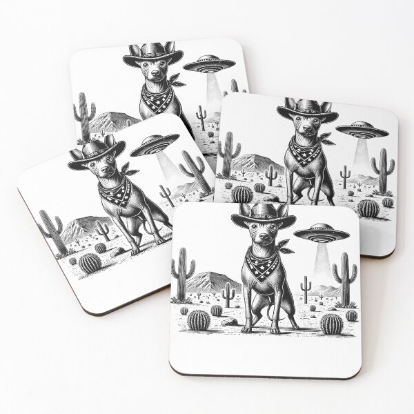Aperçu de l'œuvre Vintage Rétro American Hairless Terrier UFO Western Country Wild West Dog Maman Papa créée et vendue par Kimberley King Art King Art.