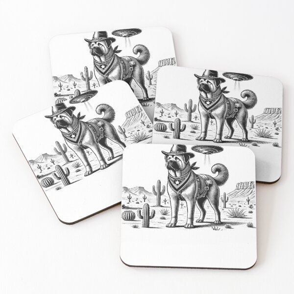 Artikelvorschau, Vintage Retro Anatolischer Schäferhund UFO Western Country Wilder Westen Hund Mama Papa entworfen und verkauft von Kimberley King Art King Art.