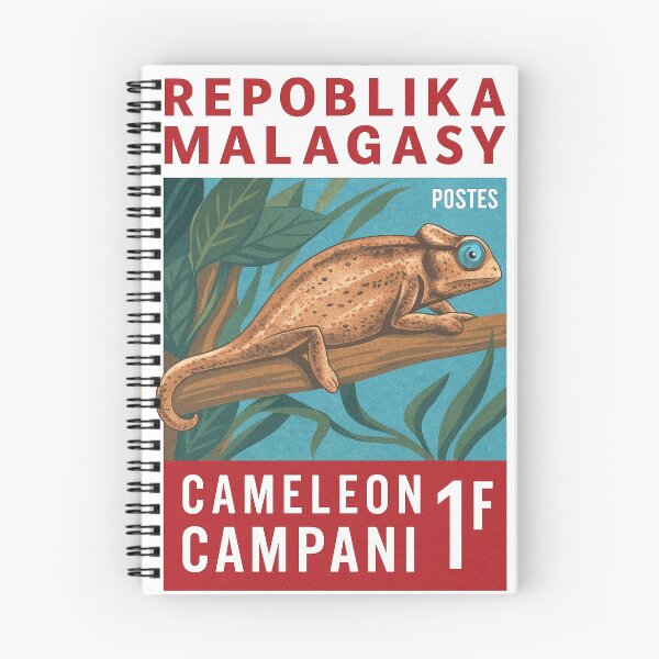 Item preview, 1973 Madagascar Chameleon Postage Stamp designed and sold by retrographics.
