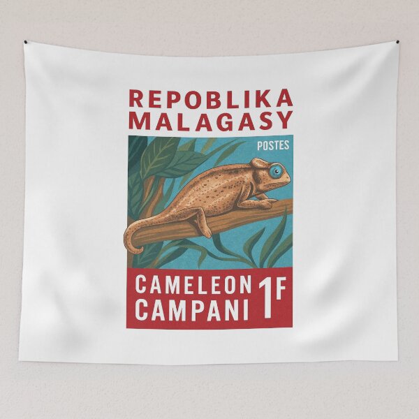 Item preview, 1973 Madagascar Chameleon Postage Stamp designed and sold by retrographics.