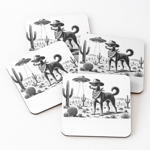 Item preview, Vintage Retro Australian Kelpie UFO Western Country Wild West Dog Mom Dad designed and sold by Kimberley King Art  King Art.