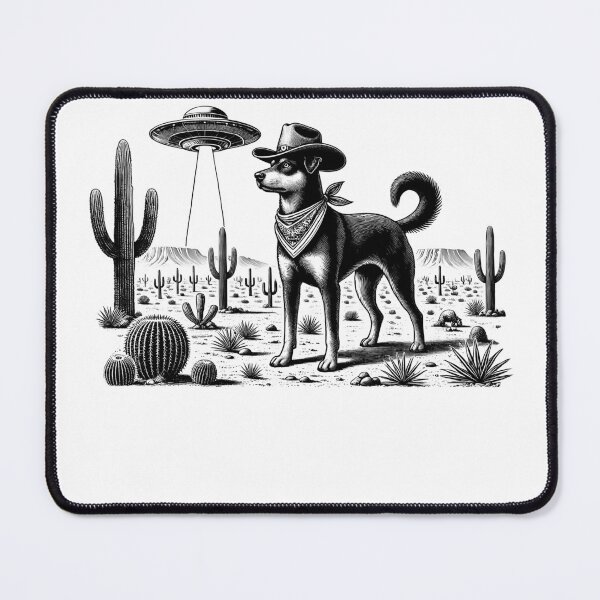 Item preview, Vintage Retro Australian Kelpie UFO Western Country Wild West Dog Mom Dad designed and sold by Kimberley King Art King Art.